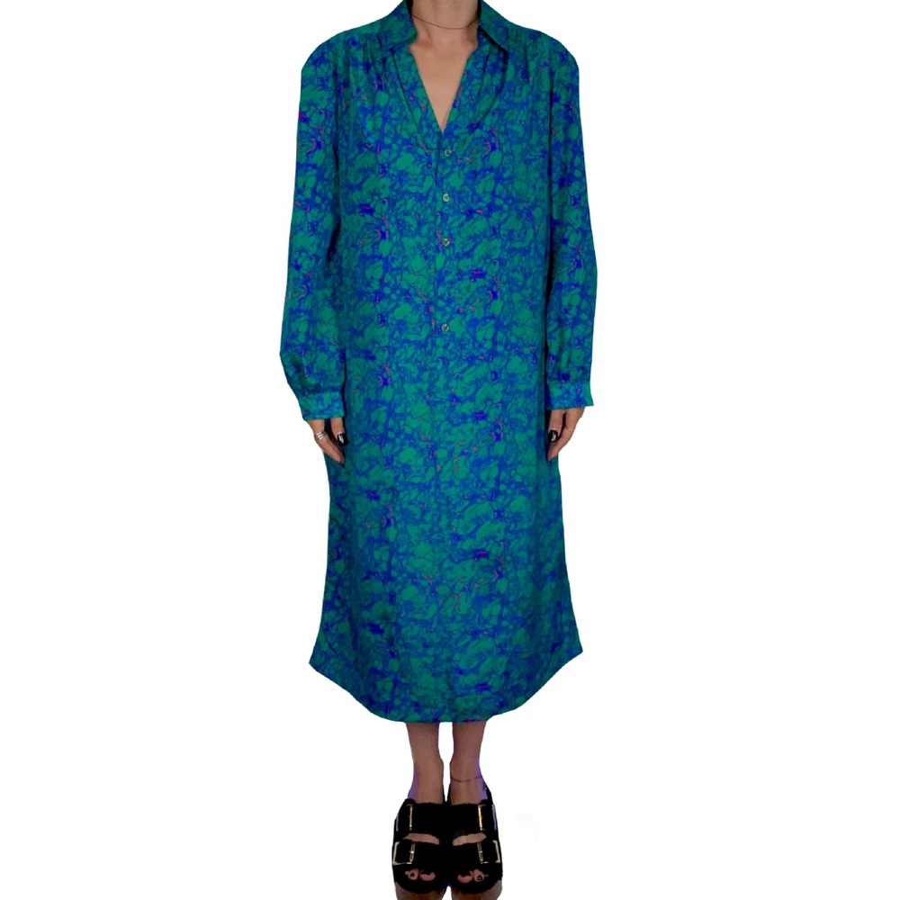 Schrader Sport custom casual maxi green dress | Vintage Dress Shirt | Size 12 W